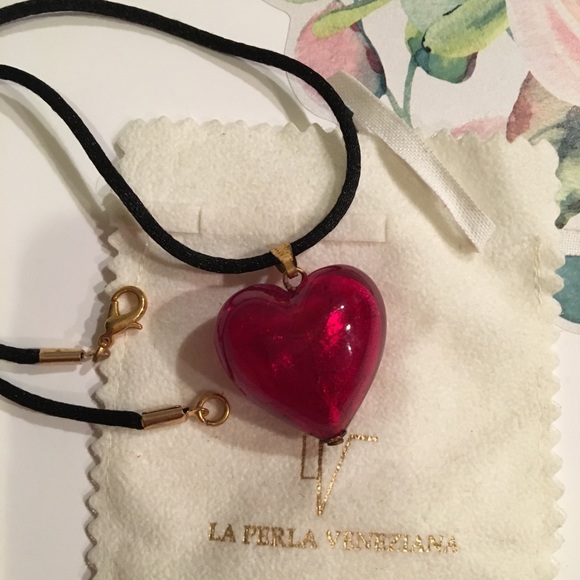 Murano Jewelry - La Perla Venezia Murano Red Heart Glass Necklace